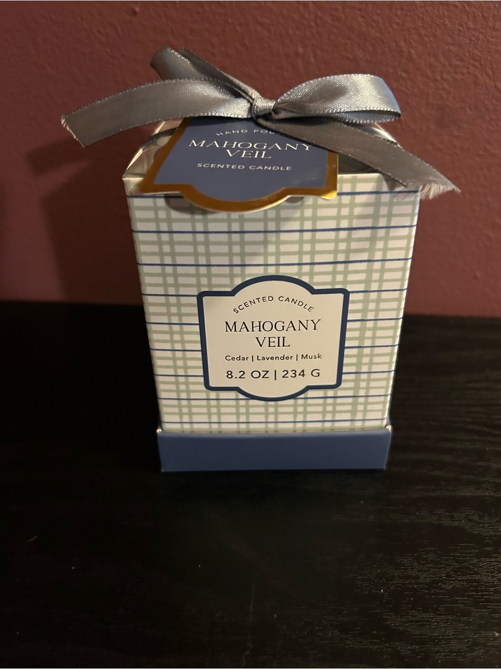 Kohl's Mahogany Veil Scented Candle - Blue, Gray, Gold Accents